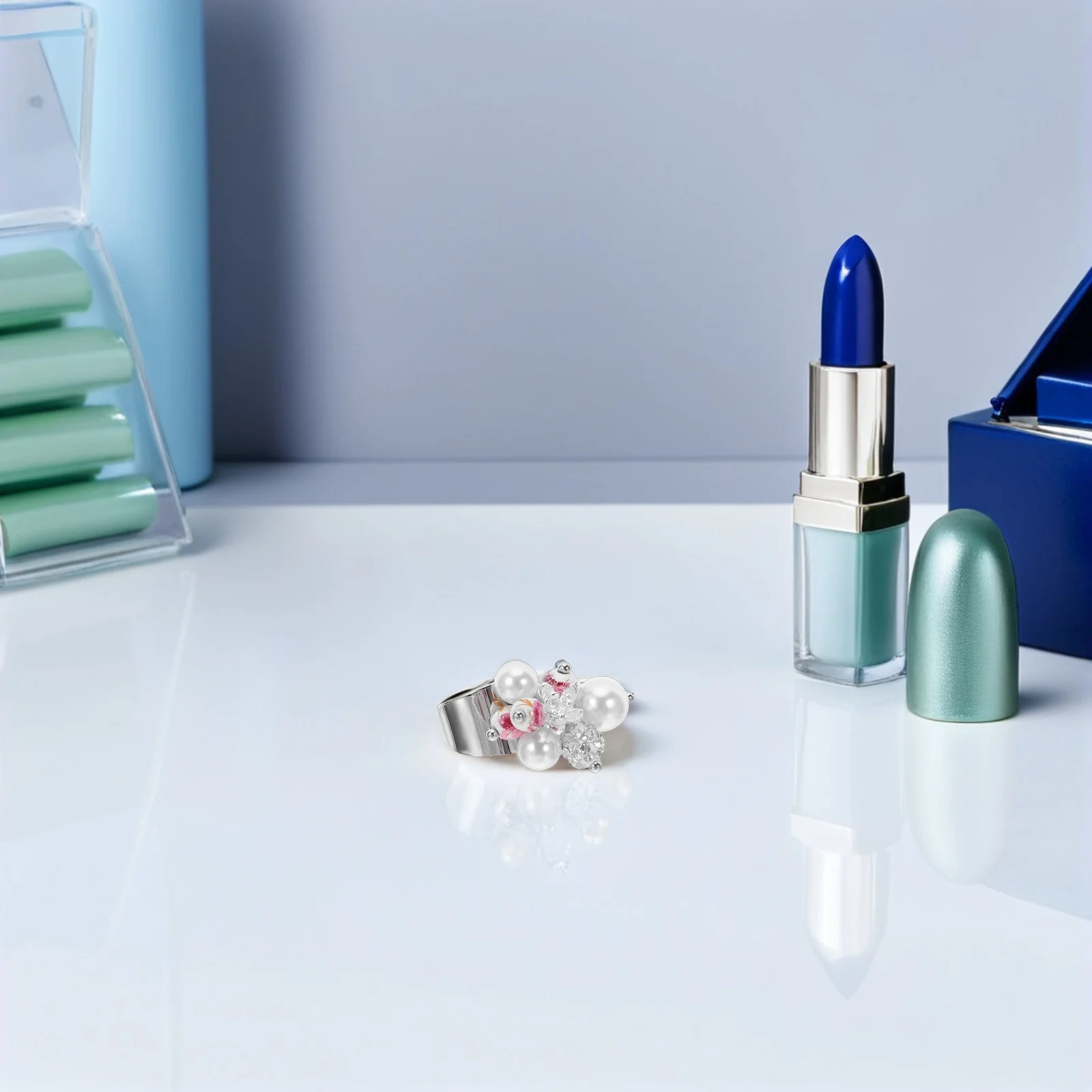 

Open Ring Glass Beads Simulation Pearl Minimalist Jewelry Open Finger Rings Trendy Engagement Women Rings Dainty