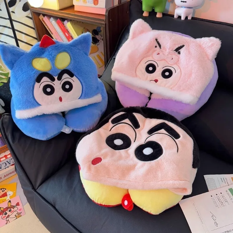 

Crayon Shin-chan Nohara Shinnosuke Travel Neck Pillow for Couples Cute Cartoon Light-Blocking Travel Office Neck Pillow Hat