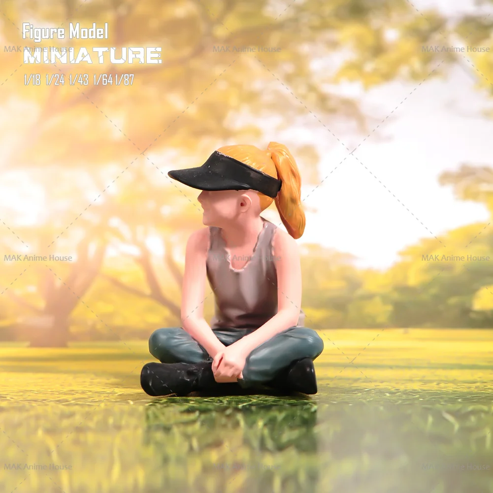 Miniatures Figures 1/87 1/64 1/43 1/24 1/18 Wearing A Hat Sitting Posture Cute Children Dogs Model Creative Scene Dolls Car Toys