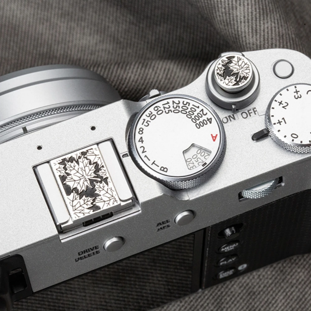 

Maple Leaf Camera Hot Shoe Cover Shutter Button For Fuji X100VI XE4 XT30 XT5 XPro3 XE5 XM5 Xhalf Nikon ZF Soft Release Button