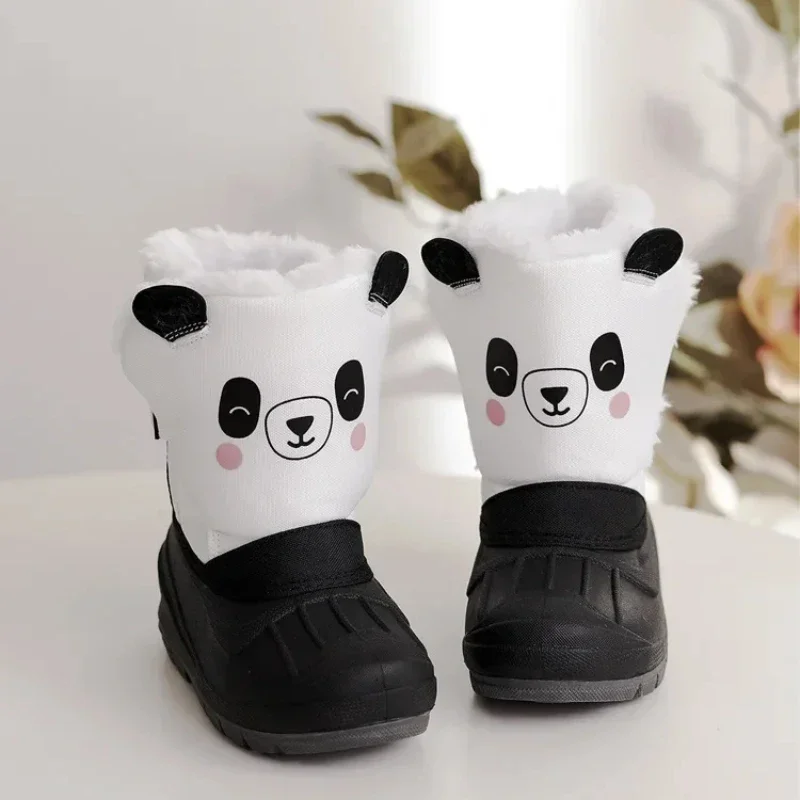 

Милые модные детские плюшевые ботинки с мультяшными животными, Нескользящие уличные детские зимние теплые ботинки с круглым носком и мягкой подошвой на толстой подошве
