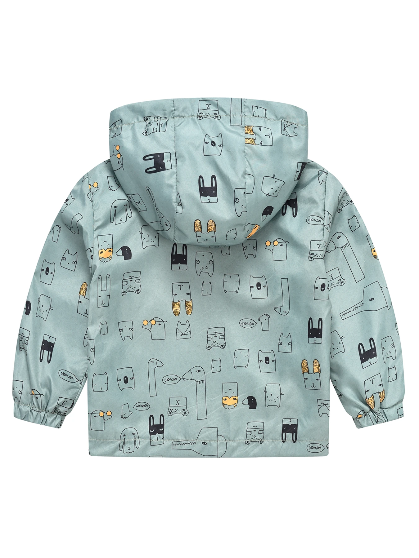 Autumn jacket, cartoon pattern on light green background, colorful dinosaur on dark blue background, comfortable and versatile,