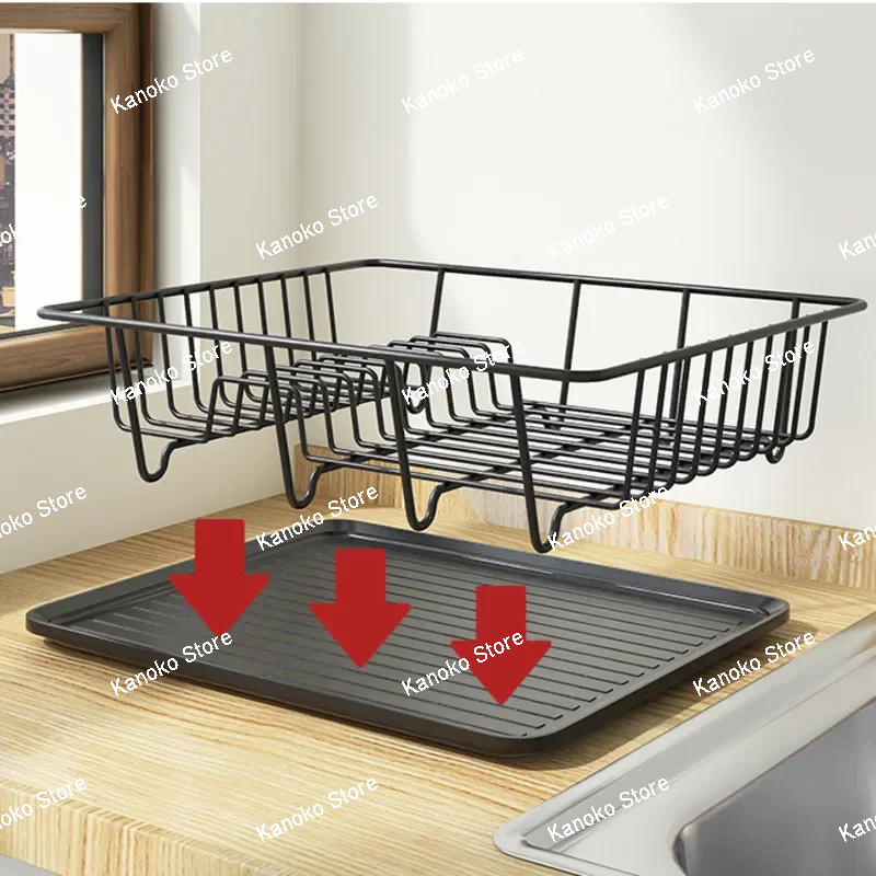 1/2 Tier Dish Drying Rack with Drain Board Kitchen Utensils Drainer Rack Countertop Dinnerware Plate Bowl Fork Spoon Organizer
