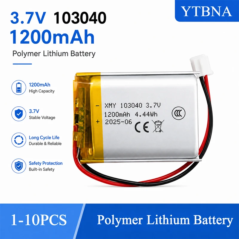 3.7V 103040 1200mAh Polymer Lithium Battery 100% High-quality Bateria for GPS Navigator PS4 Walkie-talkie Toys with PH2.0mm Plug