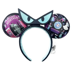 Disney PU Leather The Haunted Mansion Mickey Mouse Ear HeadbandDisneyland Park Minnie Ear Headwear For Girls Gift