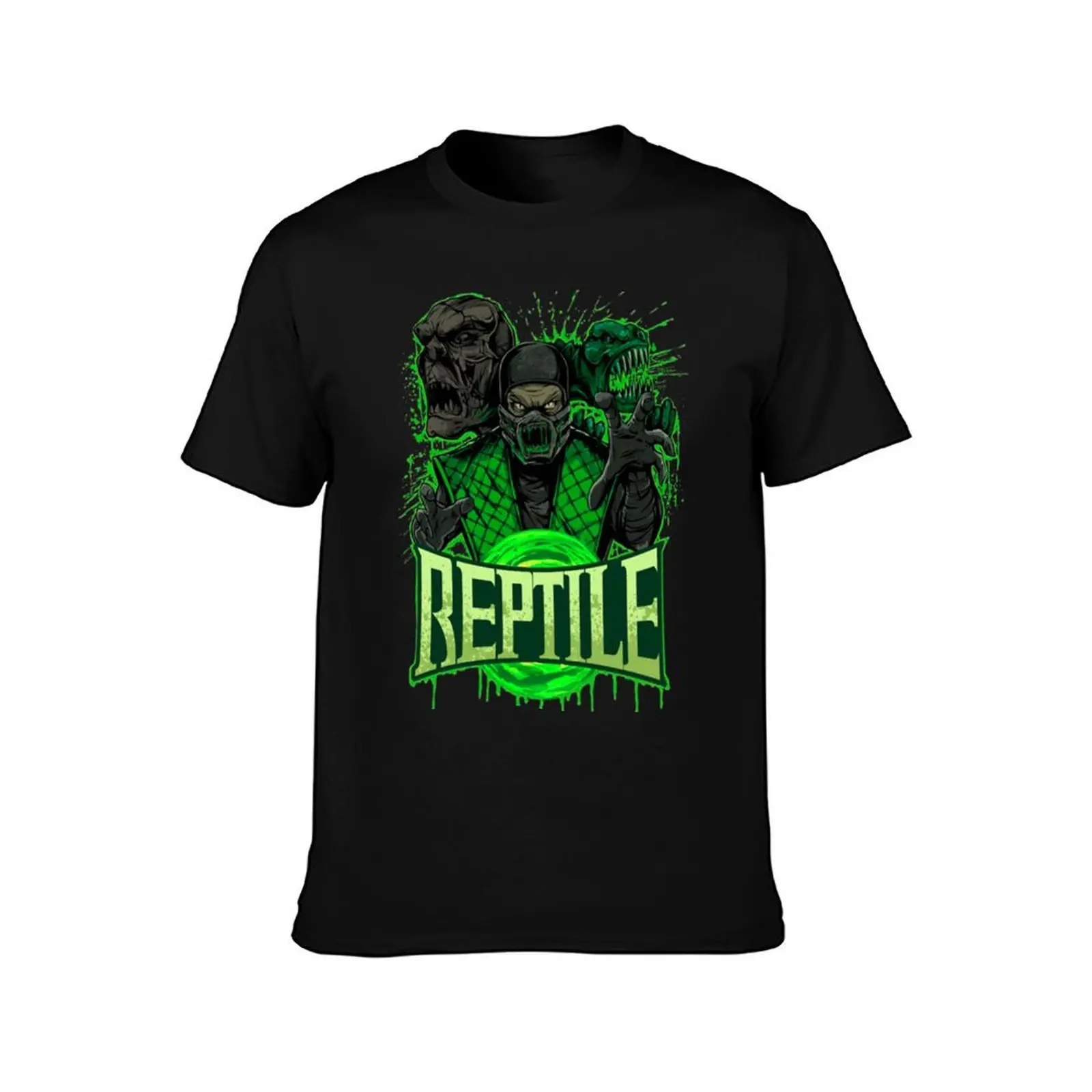 Mortal Kombat Reptile T-Shirt Vintage Print Crew Neck Tee T-Shirt