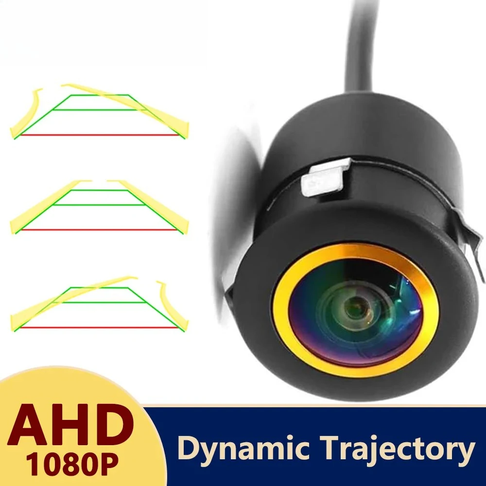 Car Dynamic Rear View Camera Car Reversing Golden Fisheye Lens Night Vision Waterproof Universal Track Camera
