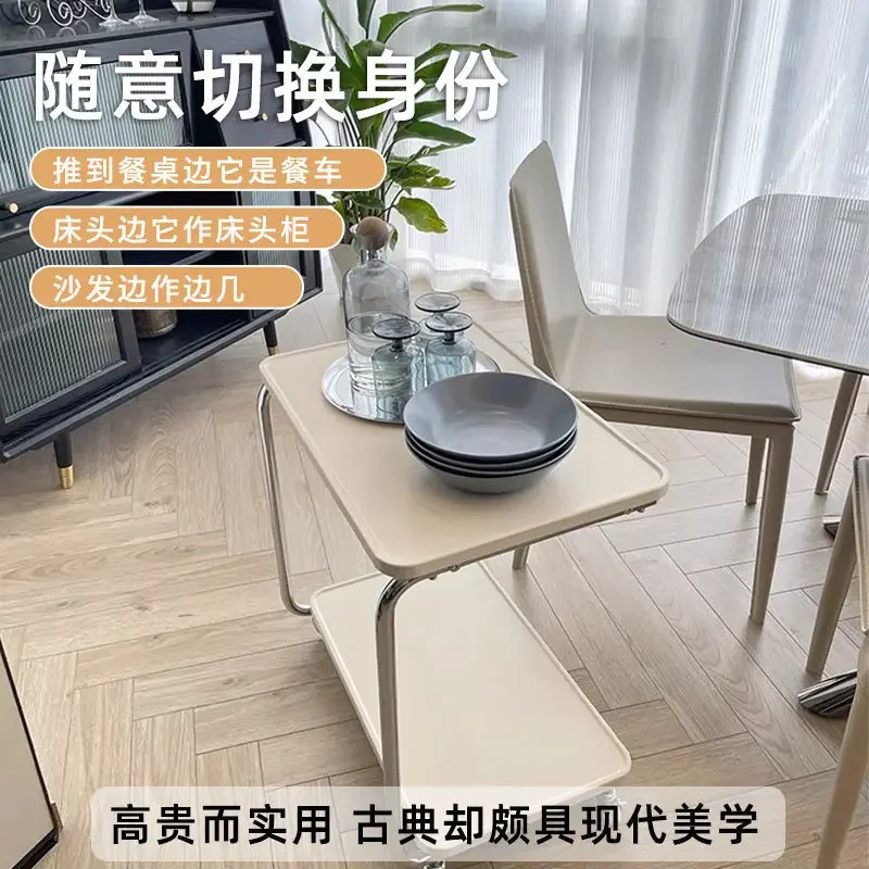 Movable sofa side table with wheel bedroom bedside living room Internet celebrity mini