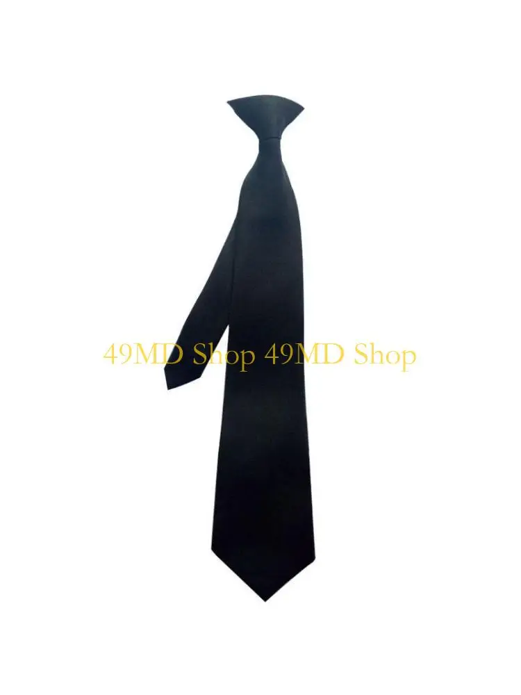 49MD 50x8cm Mens Uniform Black Color Imitation Silk Clip-On Pre-Tied Neck Ties