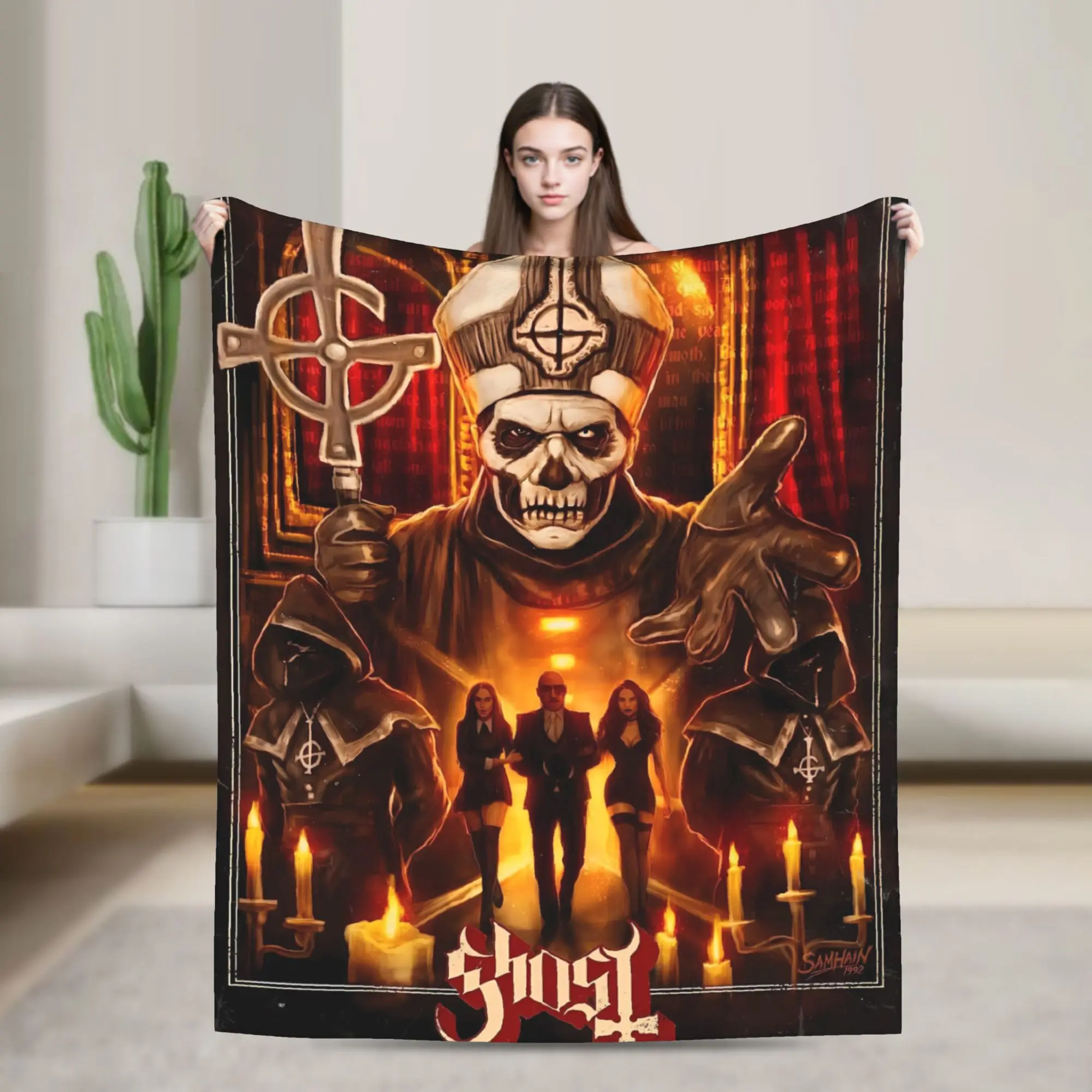 Vintage ghost  Band MUSIC Flannel Blankets  Warm Throw Blanket for Home Decor Travel Office Fashion Bedspread Sofa Bed Cover
