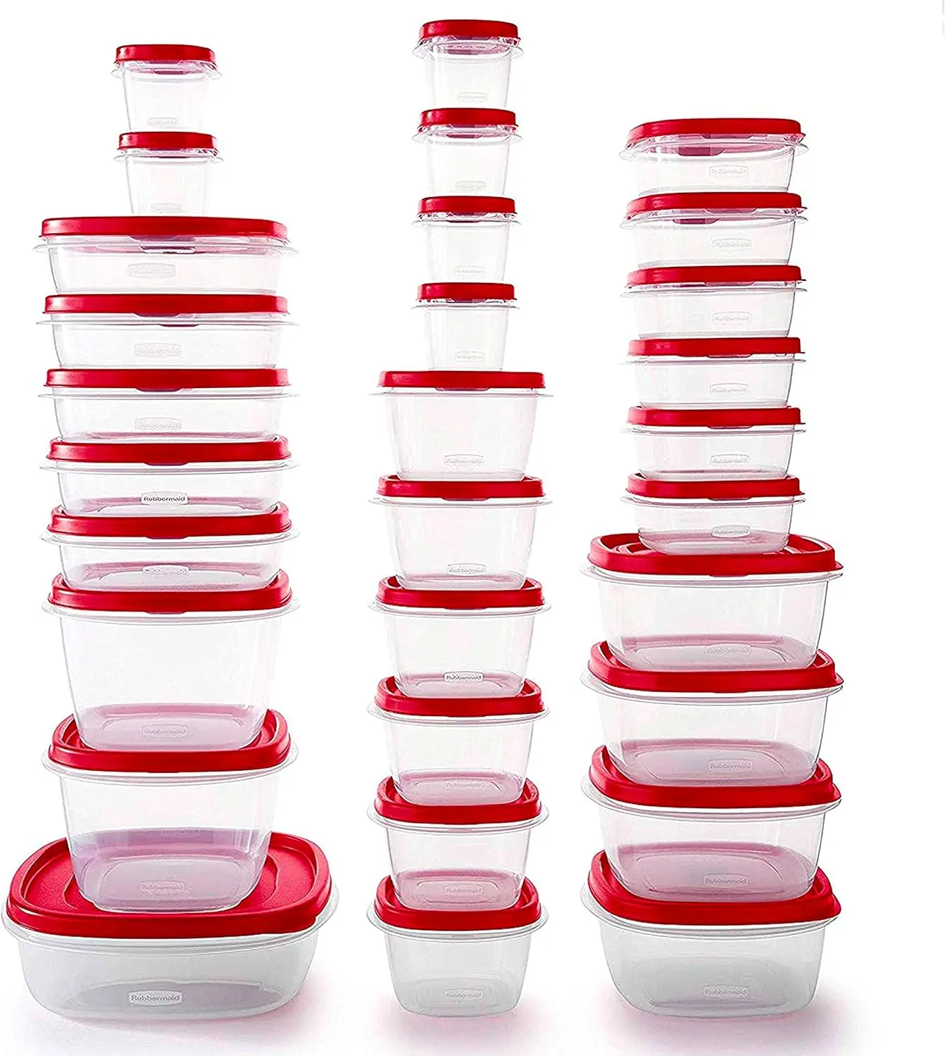 

60-Piece Food Storage Containers with Lids, Microwave and Dishwasher Safe, Red Color