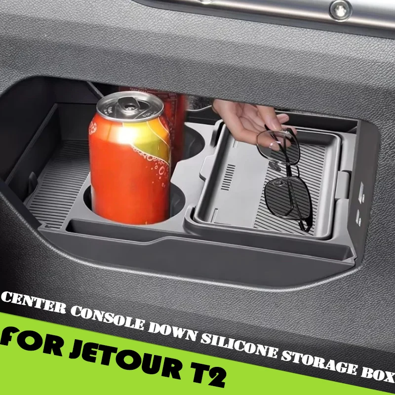 Car Central Control Down Silicone Storage Box Fit for Jetour Traveler T2 C-DM 2026 Modified Car Storage Mat Accessories