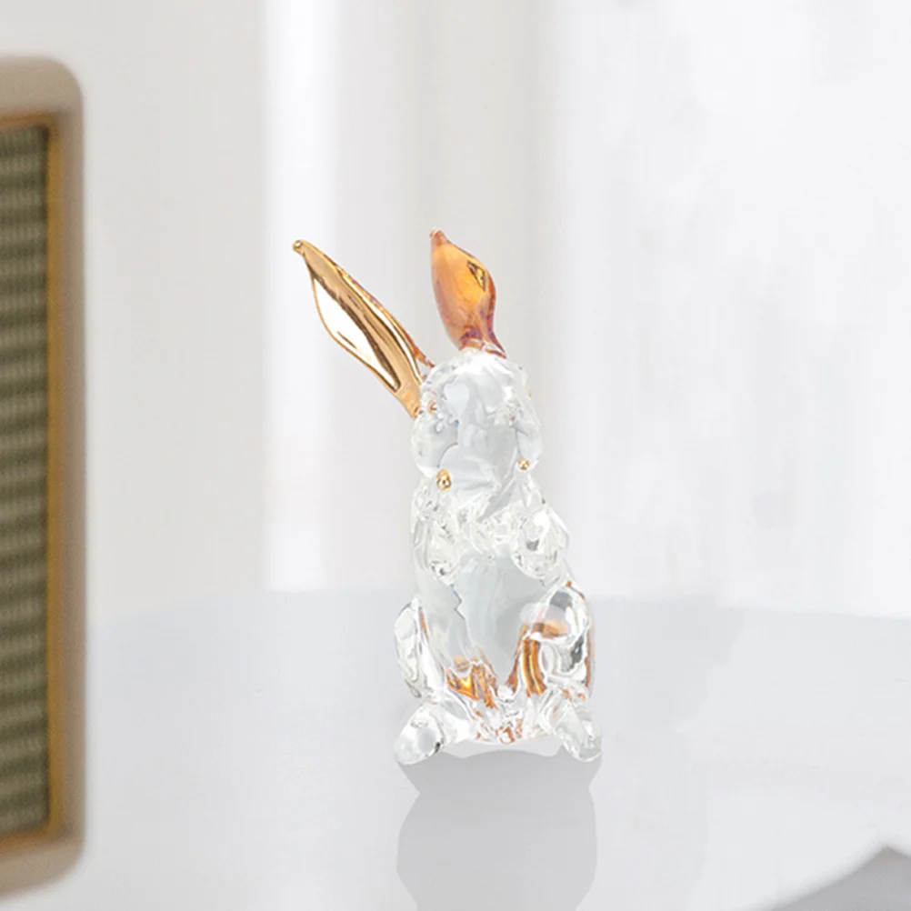 

2Pcs Crystal Bunny Ornaments Cartoon Rabbit Desktop Garden Micro Landscaping Clear Bunny Decor Home Decoration