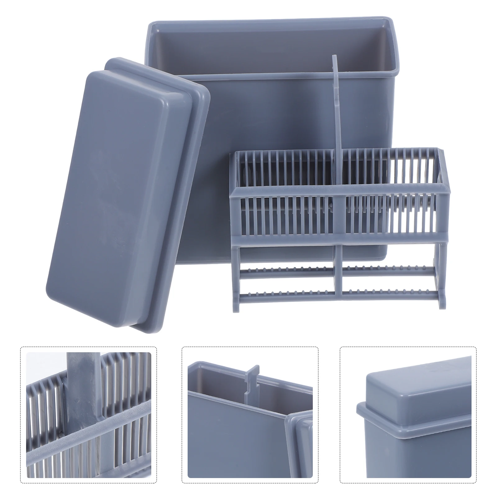 

2 Sets Slide Staining Rack Laboratory Furniture Drying Grey Plastic Microscope Accessories