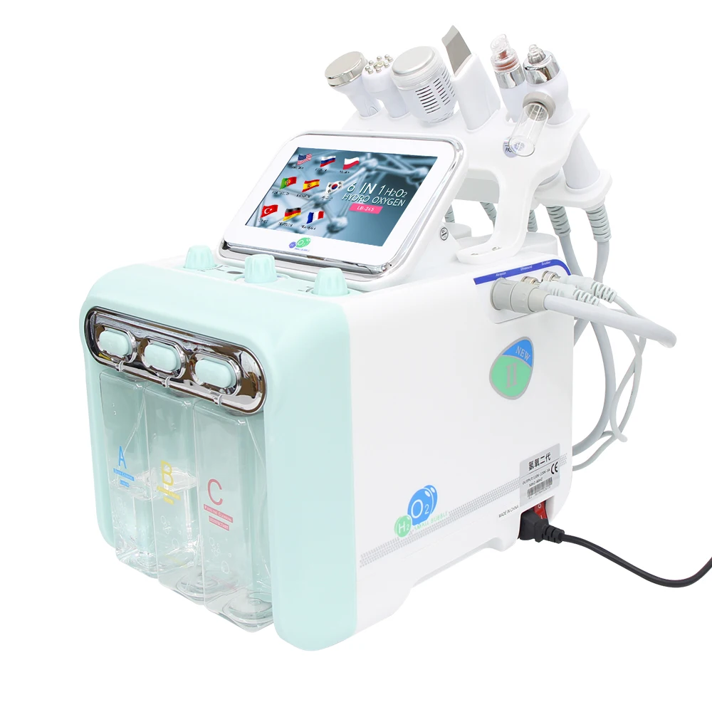 6 in 1 Wasserstoff Derma brasion Gesichts schönheit Maschine Aqua Peeling Tiefen reinigung Lifting Wasser Mikro derma brasion Gerät Hautpflege – Detail 16