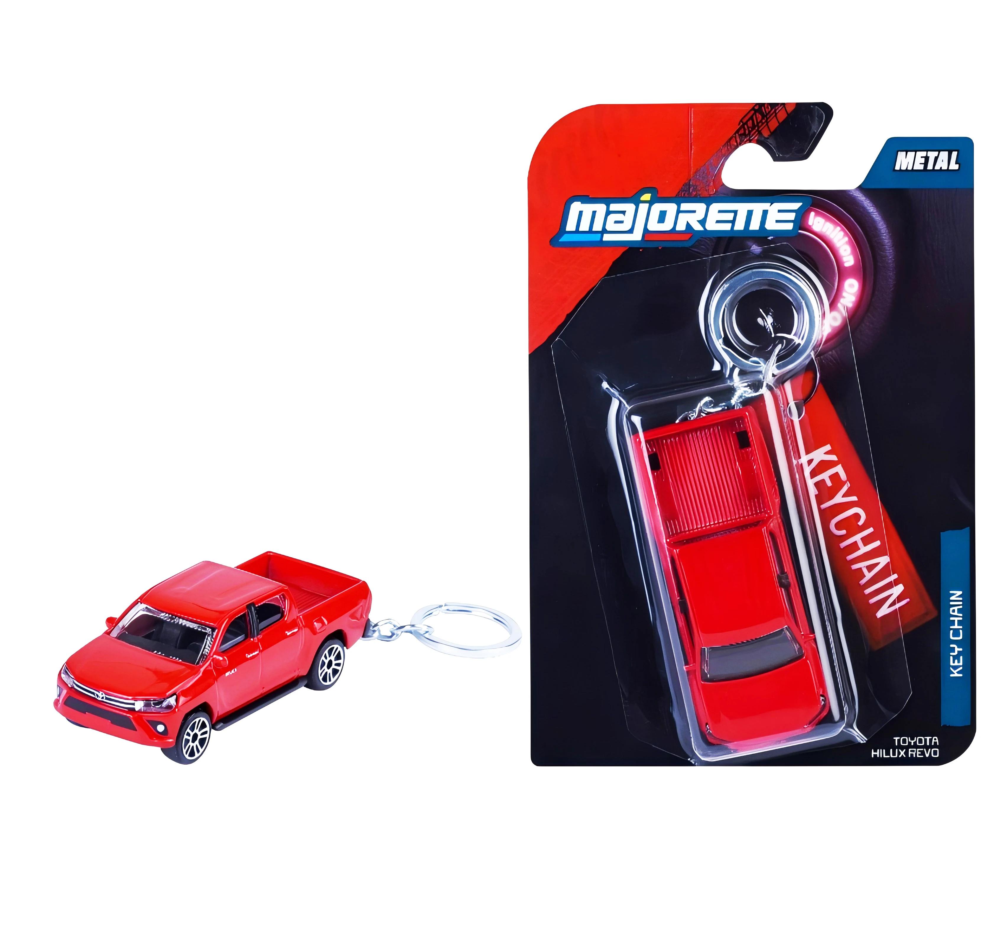 Majorette Diecast Car Model Keychain – Ford Raptor/Mustang Dark Horse/Toyota Hilux Revo Red&White Vehicle Keychain - view 5