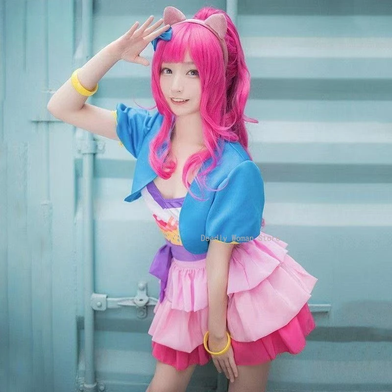 

В наличии XS-2XL Pinkie Pie Косплей Костюм Платье Аниме My Littlee Ponyy Косплей Розовое Платье Хэллоуин Вечерние Наряды для Женщин