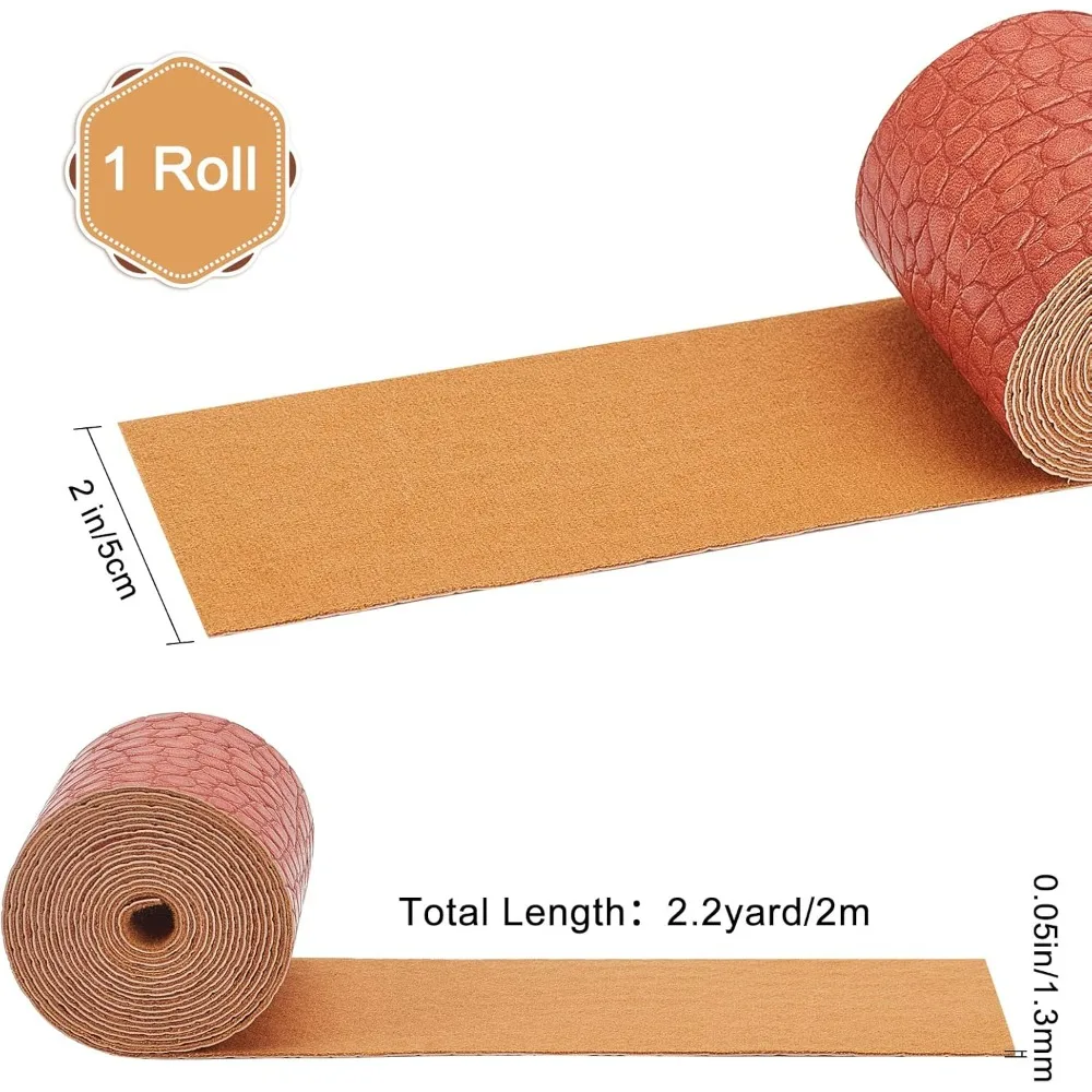 Crocodile Pattern Leather Strap Strip 2 Inch Wide 79 Inch Long Bump Texture Leather Belt Wrap Single Sided Flat Cord for DIY
