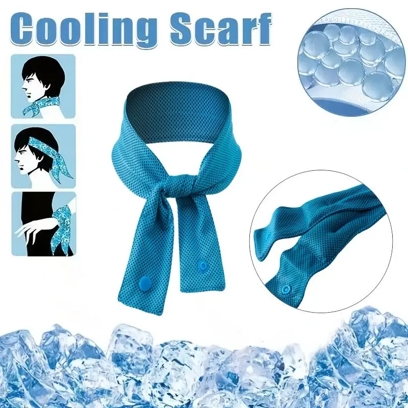 Cooling Ice Scarf Summer Quick Dry Sweat Absorb Cold Beach Towel Neck Wrap Breathable Reusable Outdoor Running Cycling Bandana