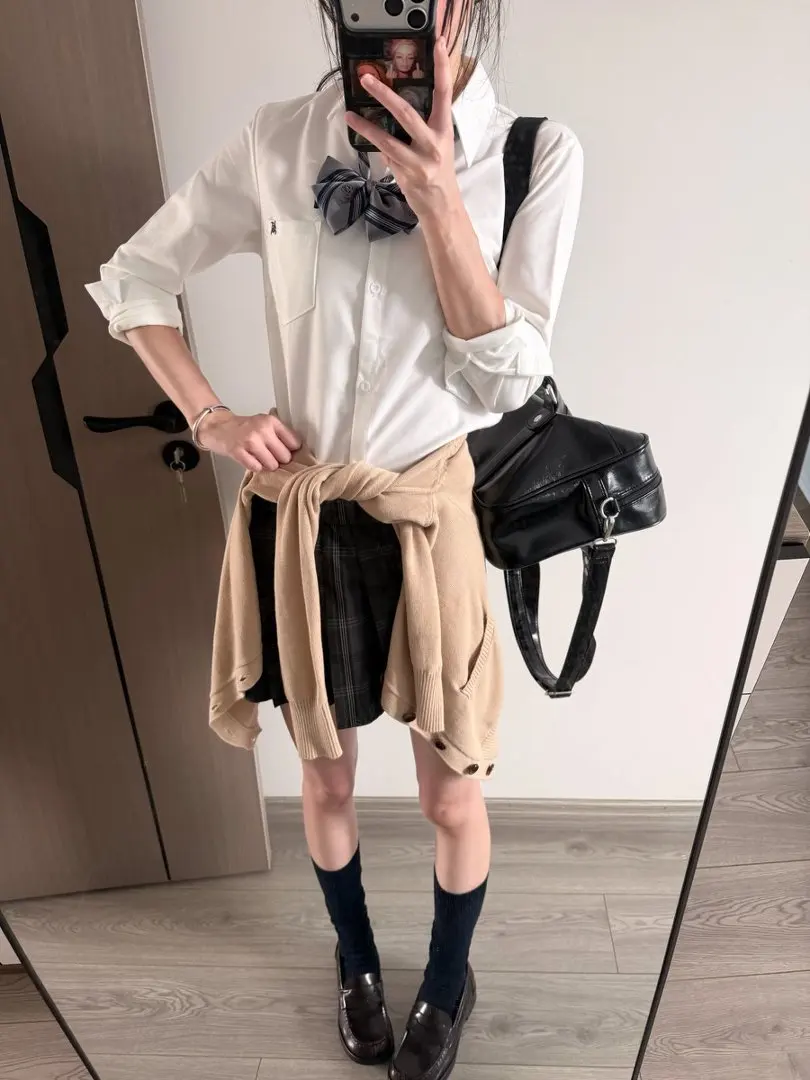 Anti-Wrinkle Long Sleeve White Shirt College Style Versatile School Uniform JK Uniform Resistant to Creasing Seven Seas Long ...