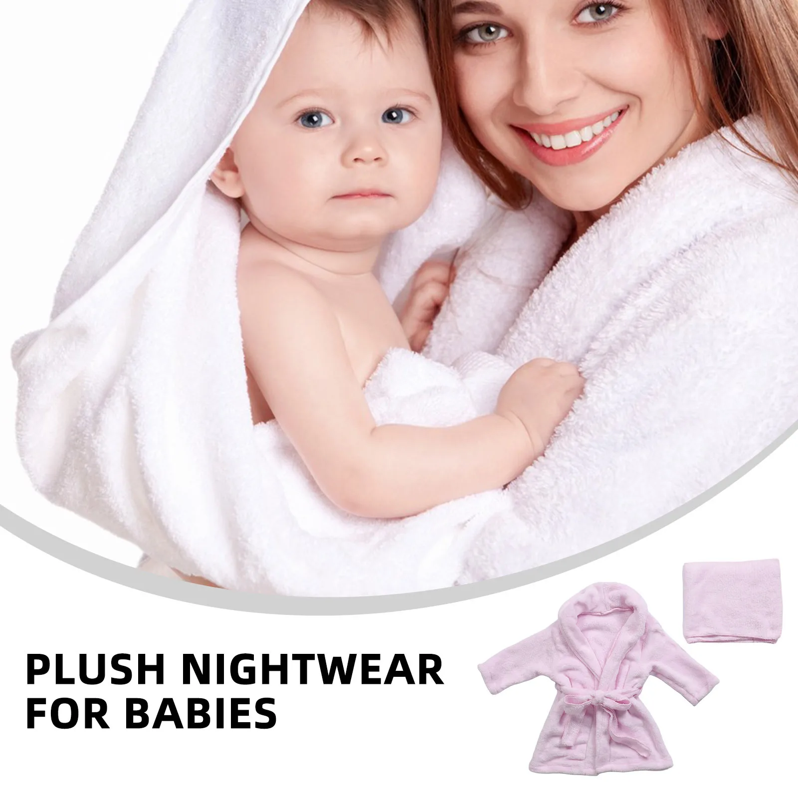 

1Set Baby Bathrobe Thick Fleece Pajamas Hood Headscarf Warm Sleepwear 7-12 Months Newborn Infant Boys Girls Nightgown