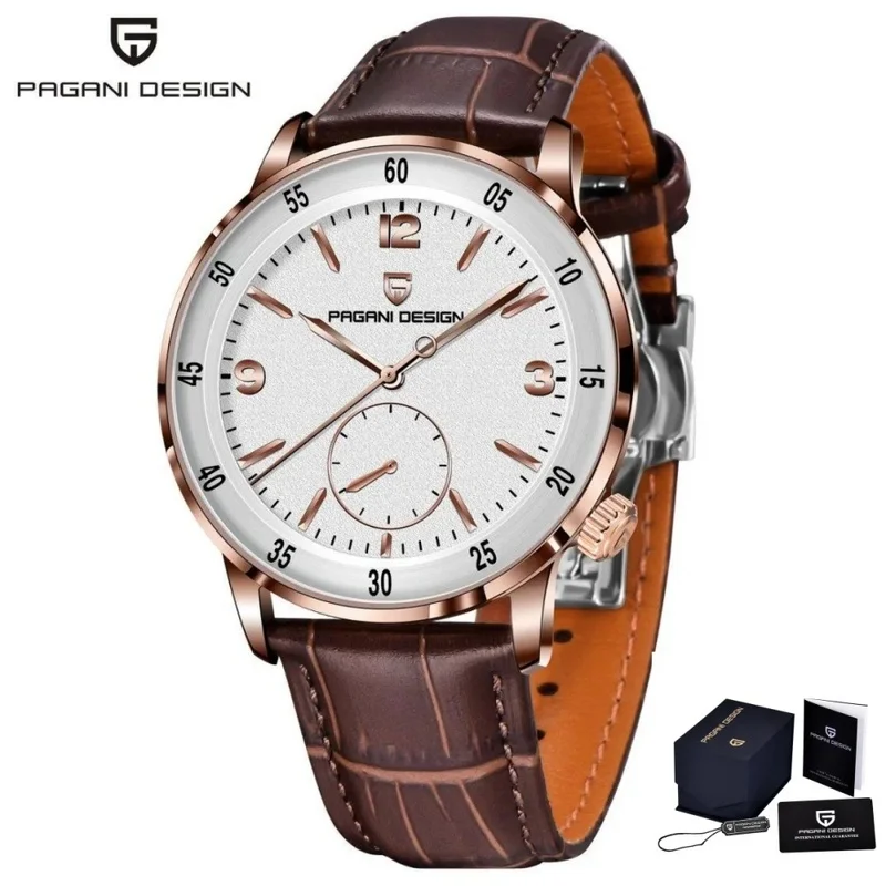 PAGANI DESIGN PD1790 Leisure Style Men Automatic Mechanical Wristwatch, Sapphire Crystal, Leather Strap 10Bar(100M) Waterproof