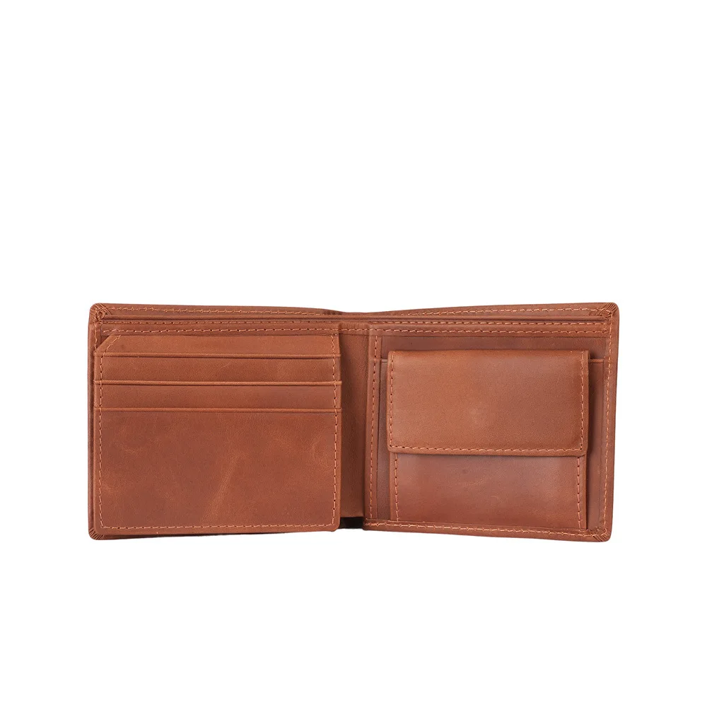 1160 Men's Bifold Leather Short Wallet, Cowhide Men's Leather Wallet, Thickened Coin Purse, Retro Casual Card Bag