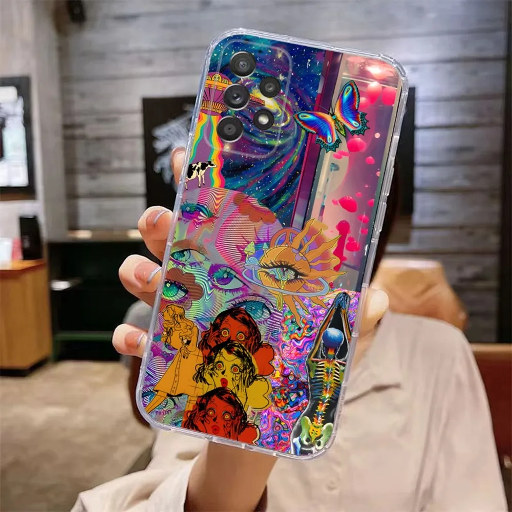 Colourful Psychedelic Art  Phone Case For Samsung A 71,70,52,51,4G,40,31,50,20,21,S,12,10,S,A03S,Ultra,4G Soft Transparent Case