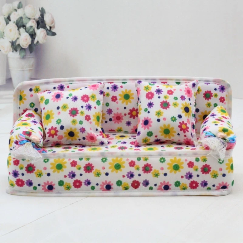 1/2pcs Girl Princess Doll Accessories Cloth Sofa Chair Toy Fabric Sofa with 2 Pillows