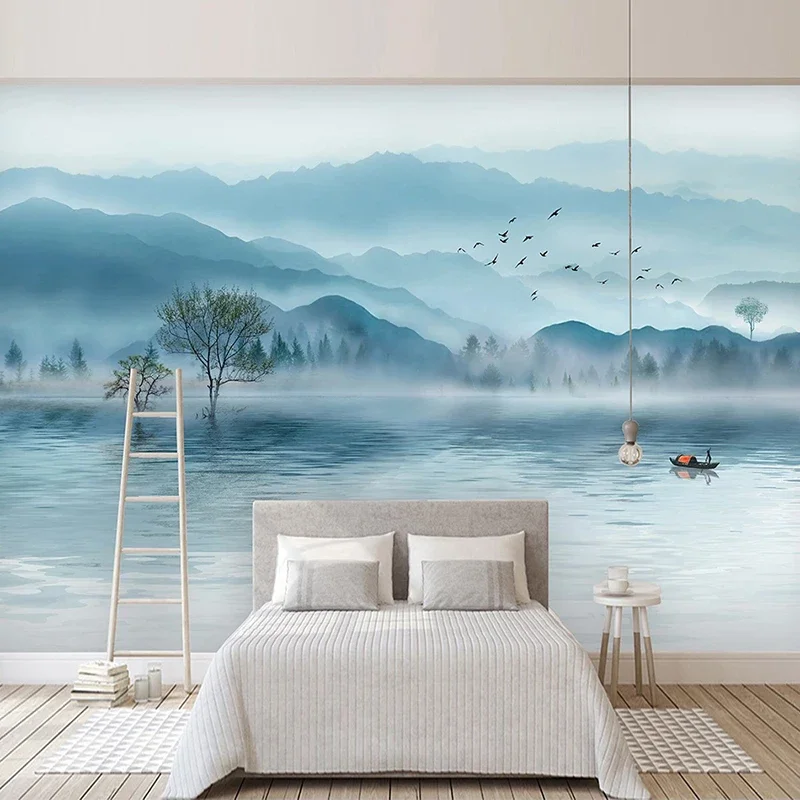 

Custom Photo Abstract Ink Mountain Water Mural Chinese Style Study Room Living Room Bedroom Backdrop Wall Art Fresco Wallpaper