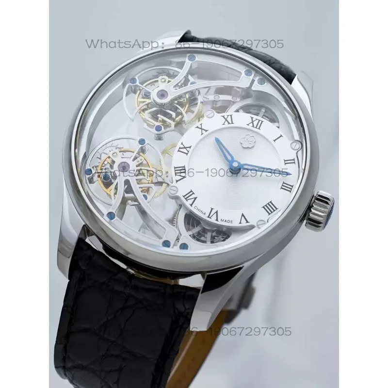 11561 Forward and reverse double tourbillon flying suspension watch men's luminous mechanical watch steel
