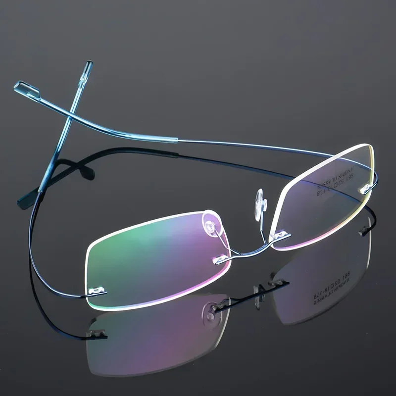 Titanium Alloy Rimless Glasses Frame Men Prescription Eyeglasses Women Myopia Optical Frame Screwless Eyewear