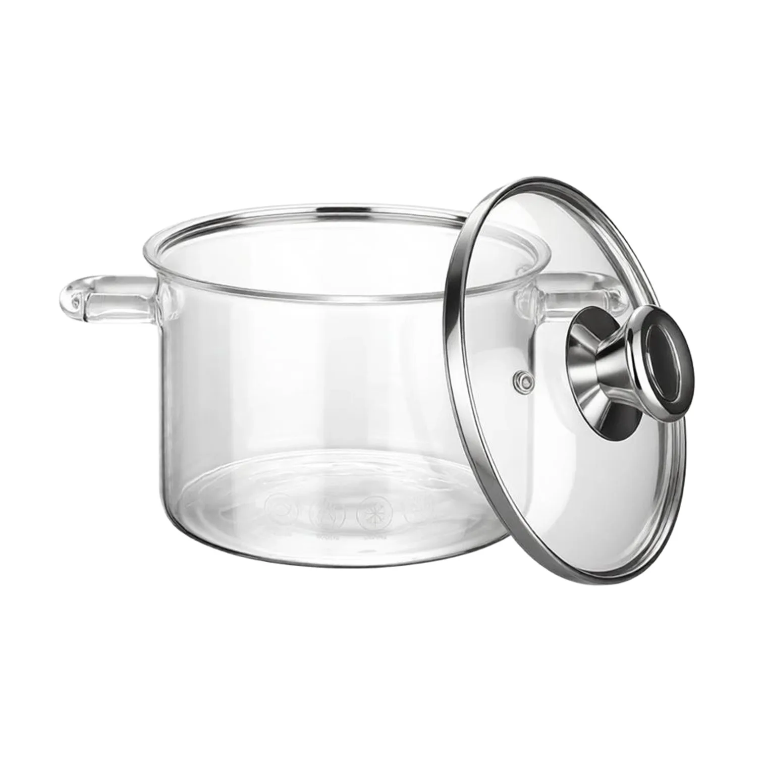 1.3/1.8L High-borosilicate Glass Pot Transparent Saucepot Heat Resistant Stewing Visible Stockpot with 2 Side Handles and Cover