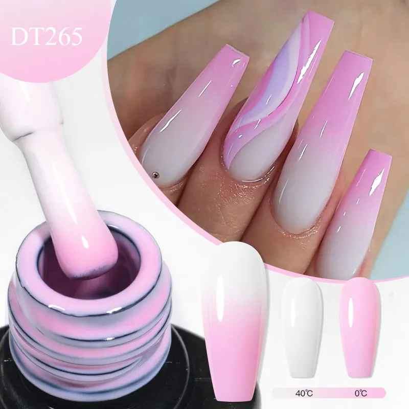 MEET ACROSS 7ml Thermal Gel Nail Polish Gradient Temperature Changing Semi Permanant Nail Art Varnish For Nails Winter Manicure
