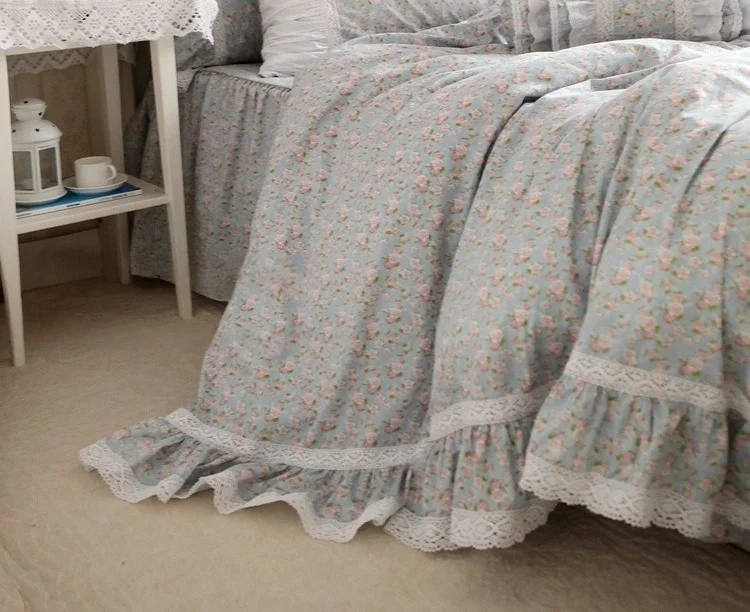 1 قطعة الدانتيل الرعوية كشكش غطاء لحاف روز غطاء لحاف مطبوع الملكة الملك الفراش اكسسوارات المنسوجات المنزلية بيع 200x230 سنتيمتر