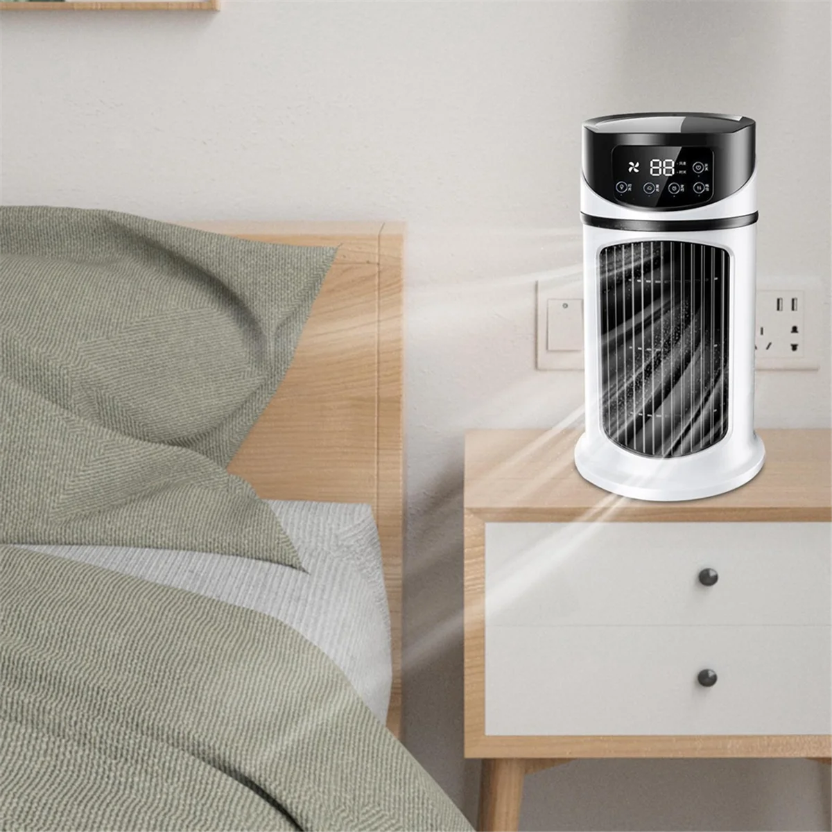 Ventola dell'aria condizionata, dispositivo di raffreddamento dell'aria per la purificazione dell'umidificazione, condizionatore d'aria a basso rumore con temporizzazione di 6 ore, 6 velocità del vento