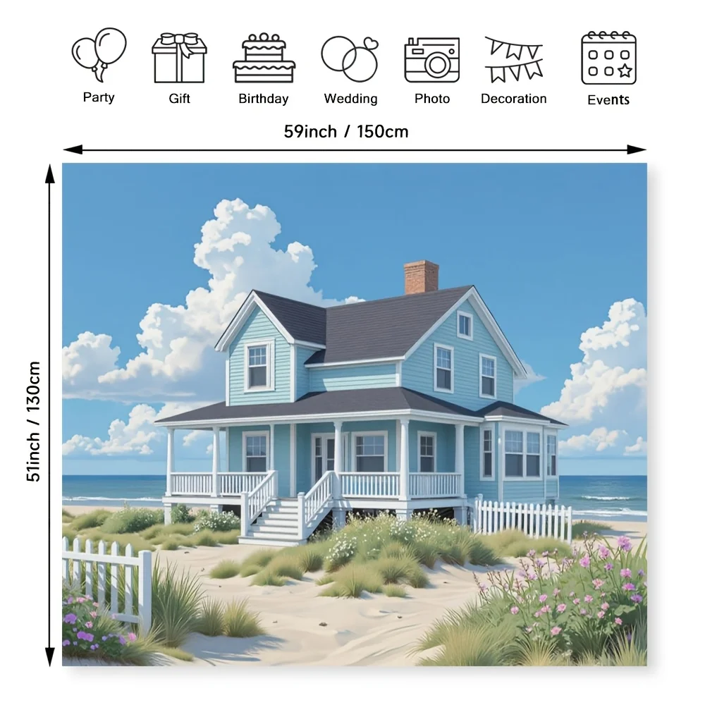Rustic Coastal Beach House Tapestry Wall Hanging Summer Nautical Decor Backdrop Seaside Farmhouse Home Decoration Art Print Anni