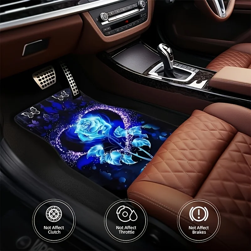 4pcs Car Floor Mats | Comfort Base, All-Season Vehicle Floor Liners With Anti-Slip Backing, Durable Polyester, Fit For All Vehic