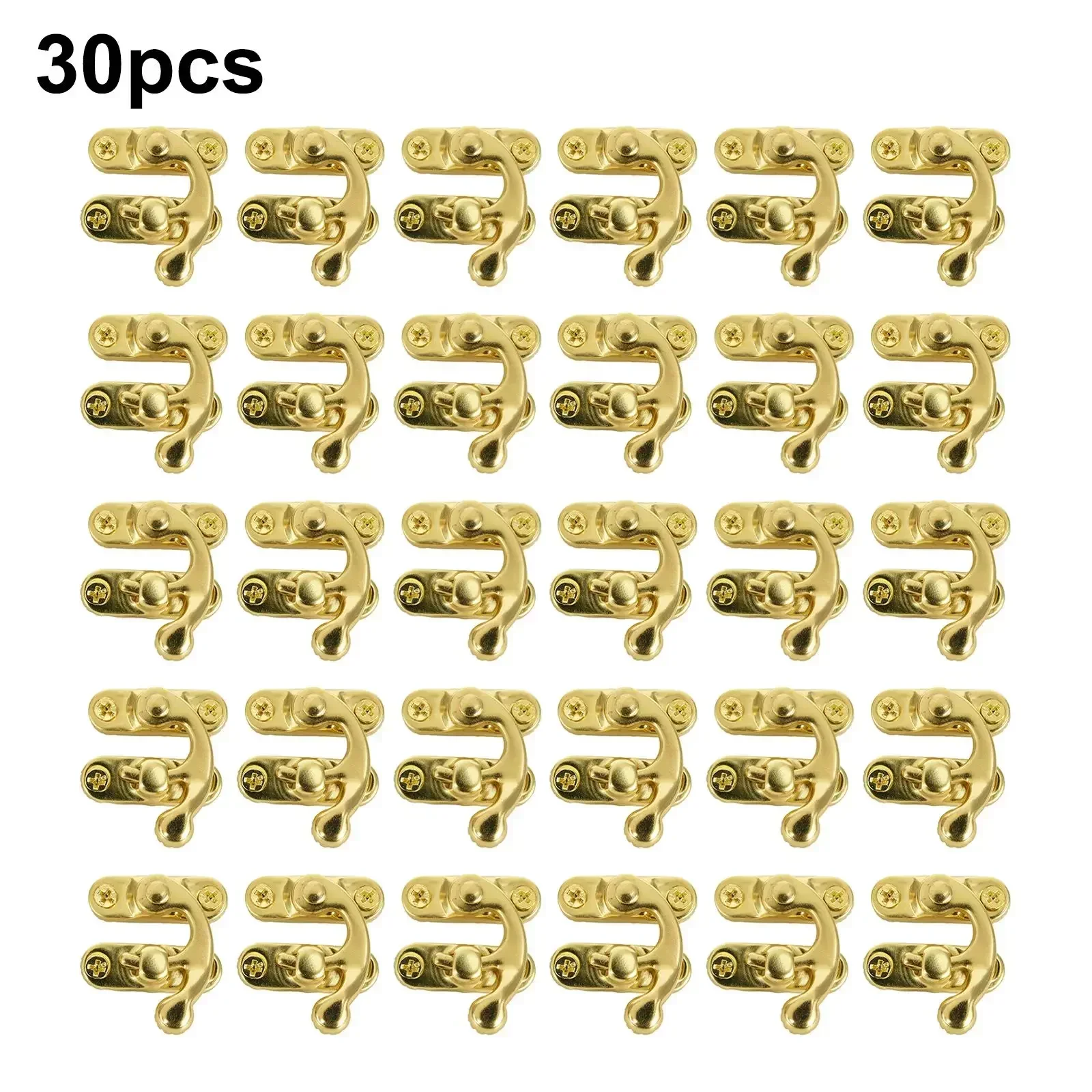 30pcs Horns Locks Antique Bronze Iron Padlock Hasp Hook Lock Curved Buckle With Screws For Jewelry Wooden Box Metal Lock