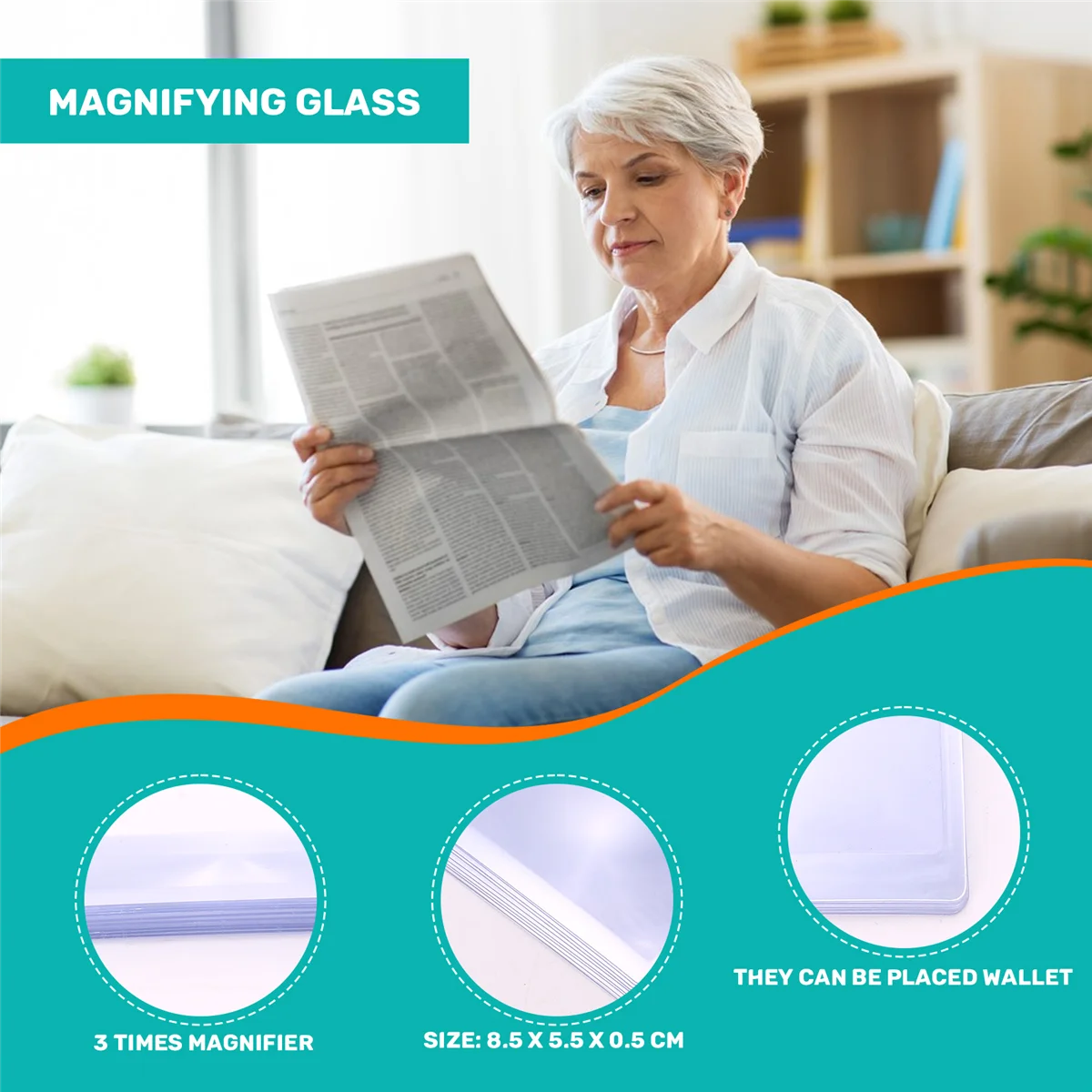 New 10x pocket magnifier / magnifying glass map / magnifying glass / reading assistance Credit card format 3 times zoom transp