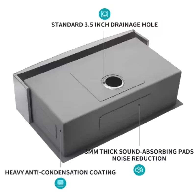 

ATV Modern Apron Front Kitchen Sink Set 33x21 Inch, 304 Stainless Steel Single Bowl Deep With Drain Board