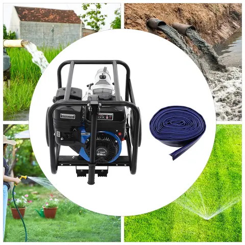 4-Stroke Water Pump 7.5HP, Portable Water Transfer Pump 264GPM, 85.3ft Lift with 49.21ft Hose & Wheels