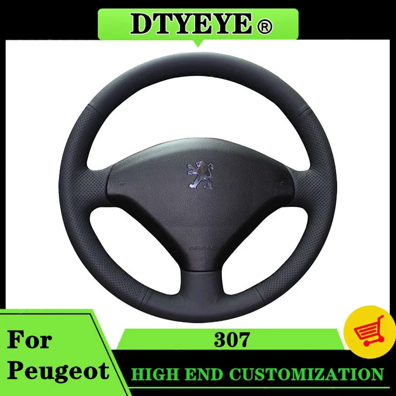 Car Steering Wheel Cover For Peugeot 307 Customized DIY Car Accessories Interiors Original Steering Wheel Braid Steering Wrap