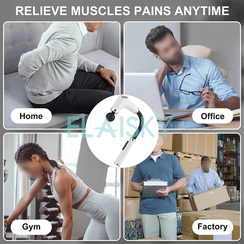 Bending Head Fascia Gun Long Gandle Full Body Massager Meridian  Massage Probe Shoulder Massager Electric Muscle Massage Gun