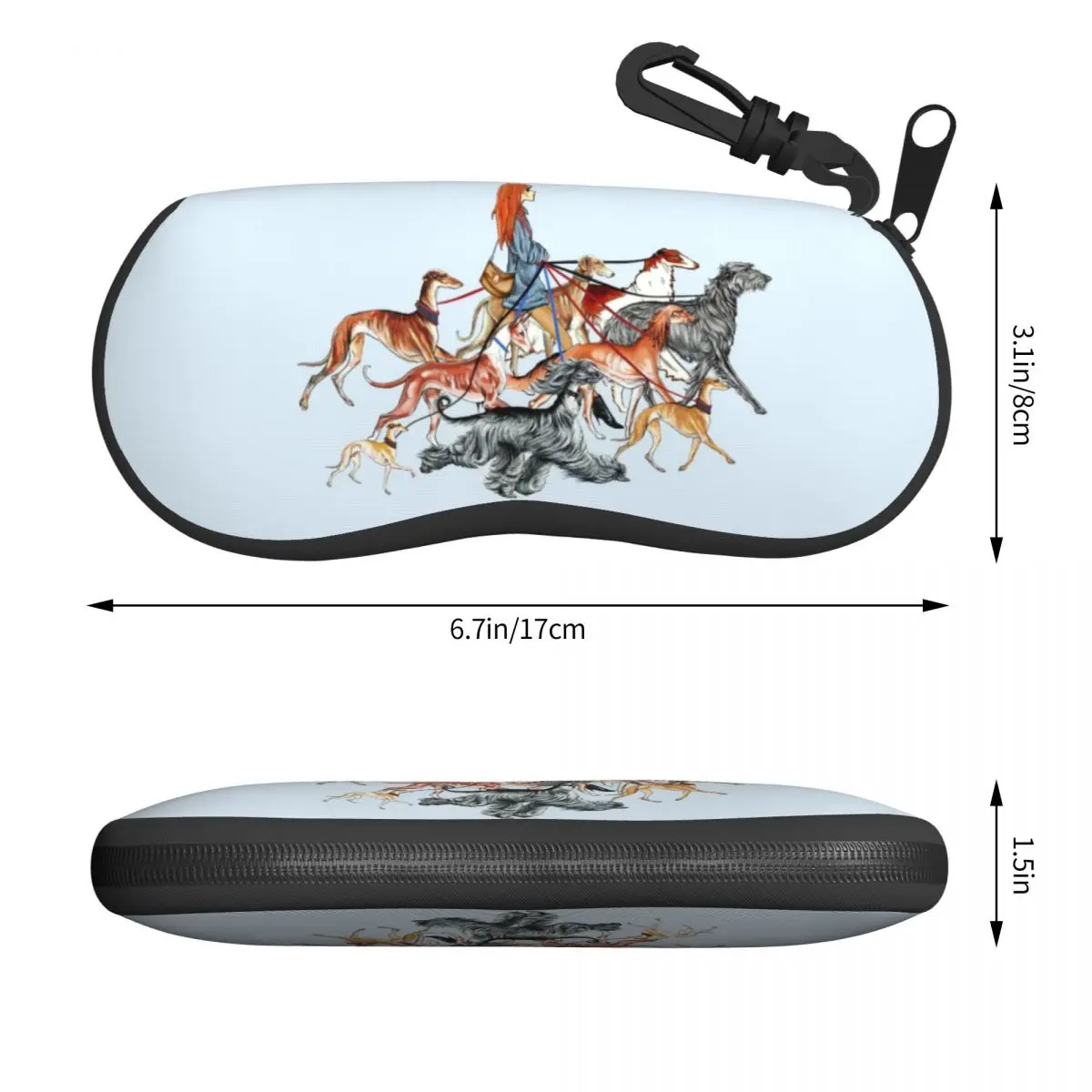 Custom Walking The Sighthounds Shell Eyeglasses Case Men Women Cute Greyhound Whipppet Dog Glasses Case Sunglasses Box Pouch