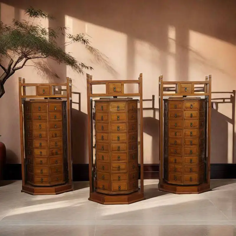 Medieval furniture simple multi-pumping cabinet storage cabinet medicinal material locker solid wood edge