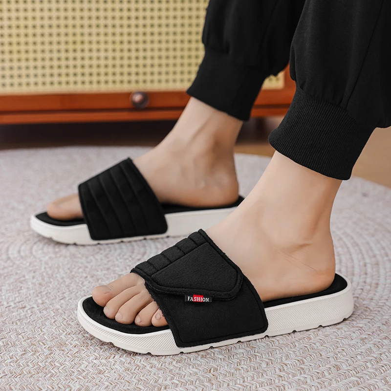 شبشب شتوي الذكور حذاء كاجوال الرجال الوجه يتخبط الرجال مريحة الذكور الشقق الرجال النعال الدافئة الجلد المدبوغ شبشب منزل الأحذية