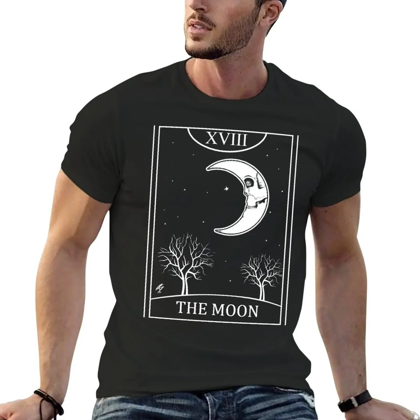 The Moon Tarot T-Shirt street wear anime figures blacks luxury clothes men