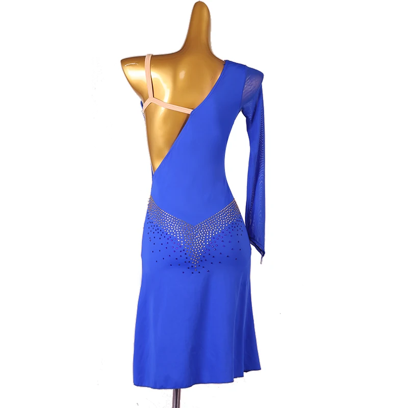 latin dress blue juvenille adult  salsa dress latin competition dress latin dance dress for girls lq388