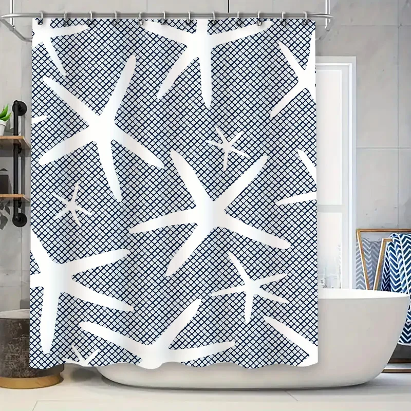 

Bathtub Shower Curtain Rabbit Blue Mandala Decorative Plastic Rod Pocket Home Accessories Customized Size Available